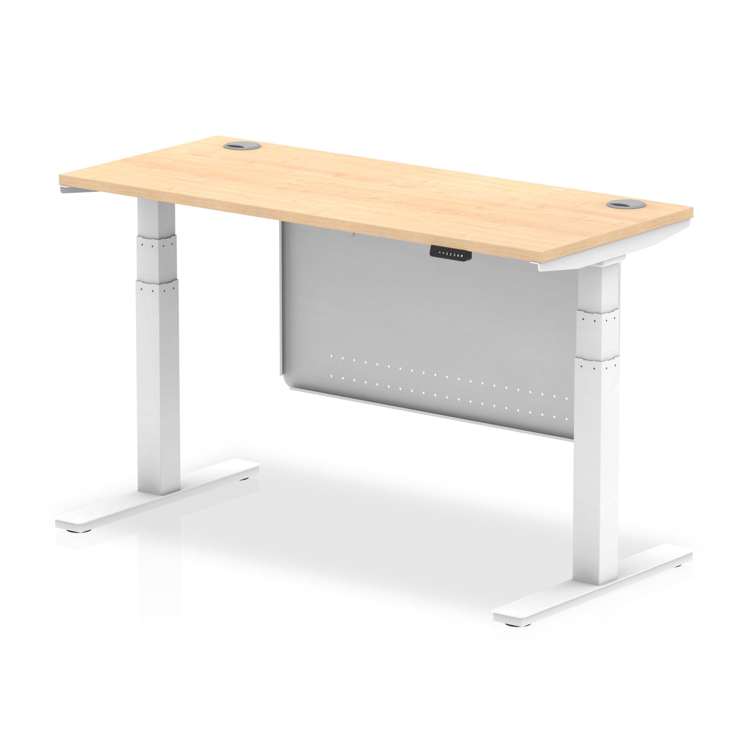 Air Slimline Height Adjustable Desk with Cable Ports with Steel Modesty Panel