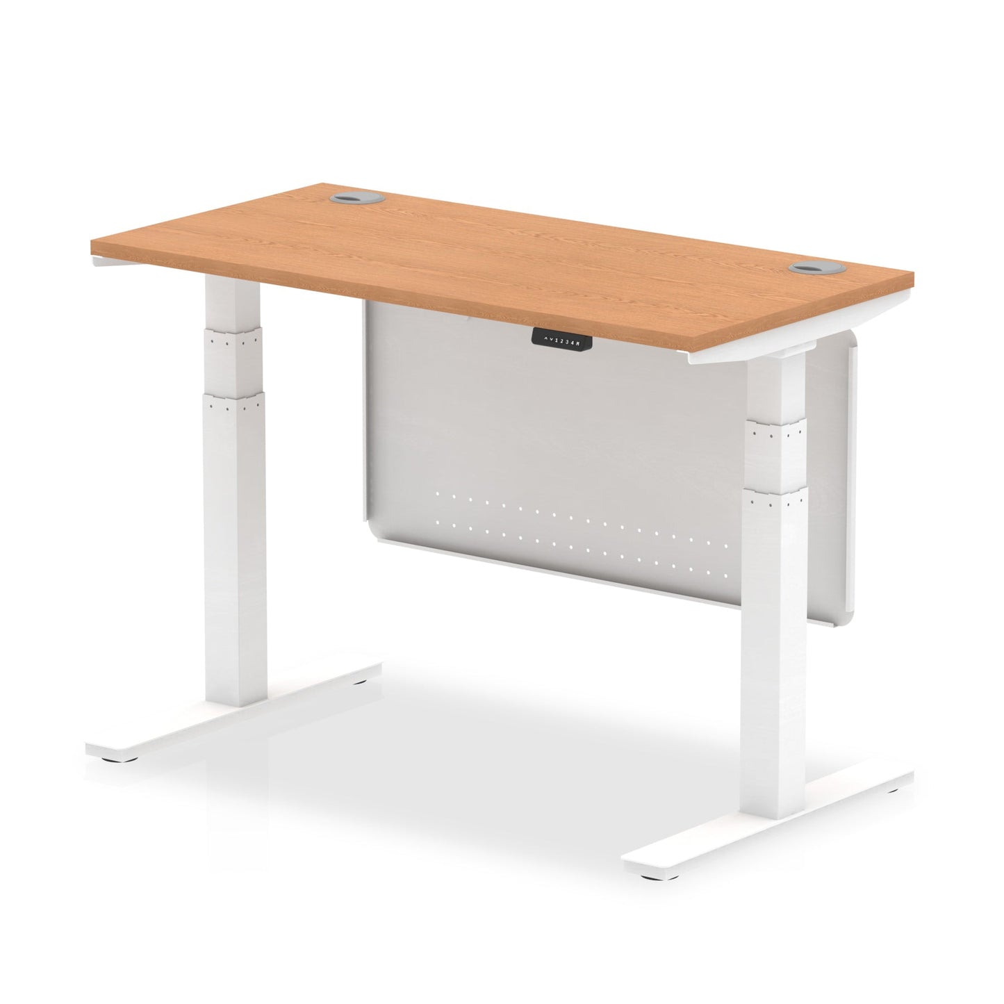 Air Slimline Height Adjustable Desk with Cable Ports with Steel Modesty Panel