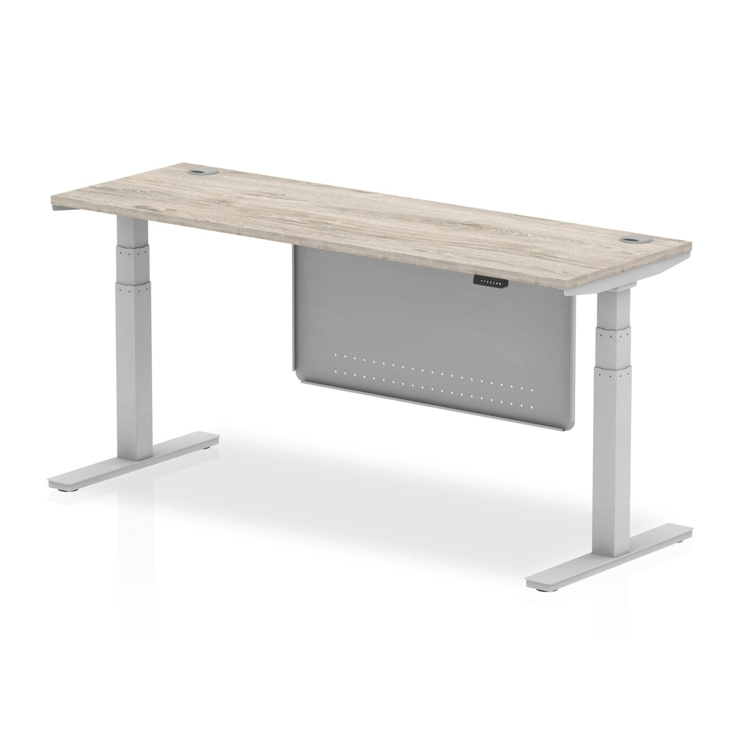 Air Slimline Height Adjustable Desk with Cable Ports with Steel Modesty Panel