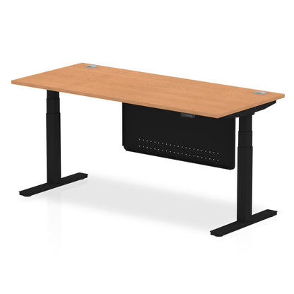 Air Height Adjustable Desk with Cable Ports with Steel Modesty Panel