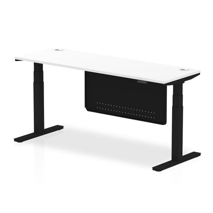 Air Slimline Height Adjustable Desk with Cable Ports with Steel Modesty Panel