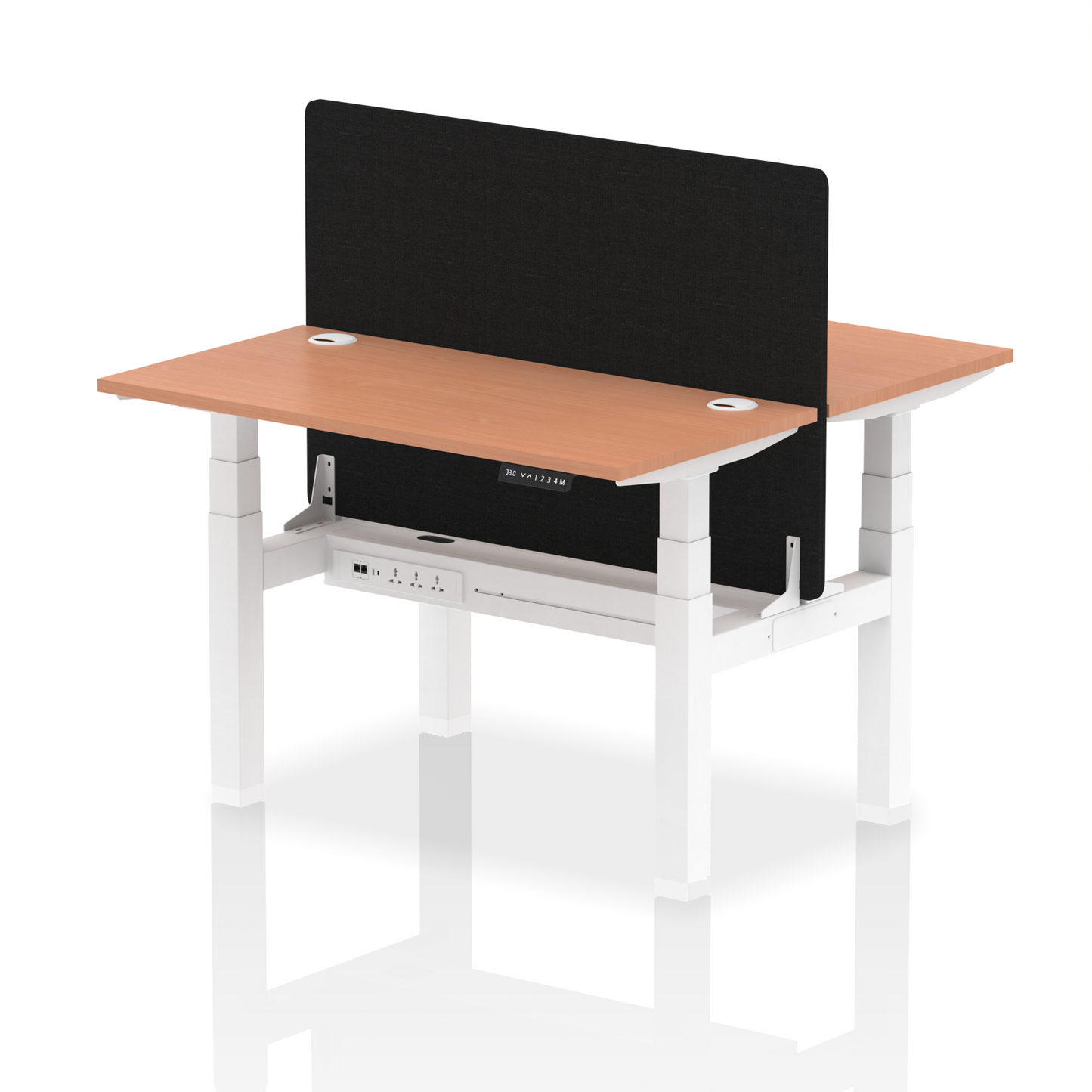 Air Back-to-Back Slimline Height Adjustable Bench Desk - 2 Person with Black Straight Screen