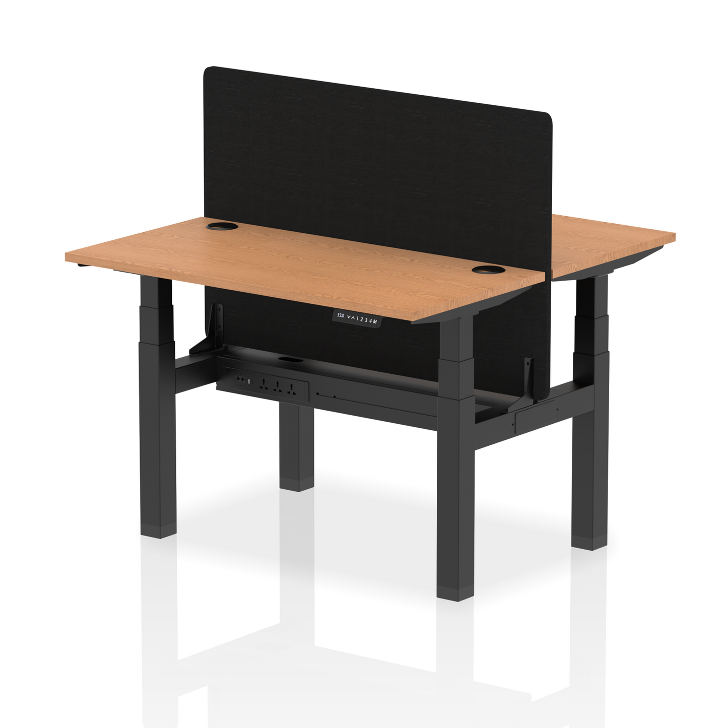 Air Back-to-Back Slimline Height Adjustable Bench Desk - 2 Person with Black Straight Screen