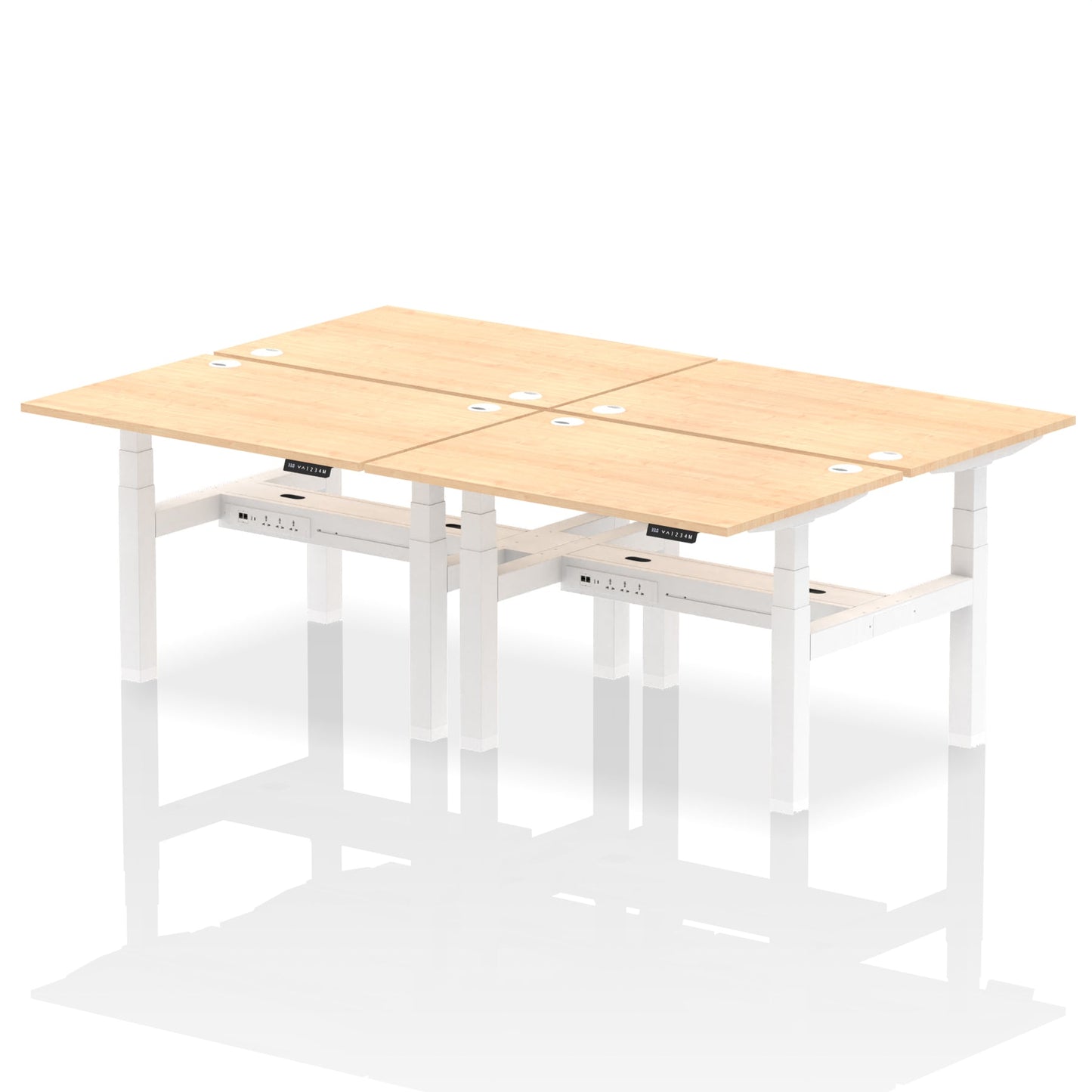 Air Back-to-Back Height Adjustable Bench Desk - 4 Person