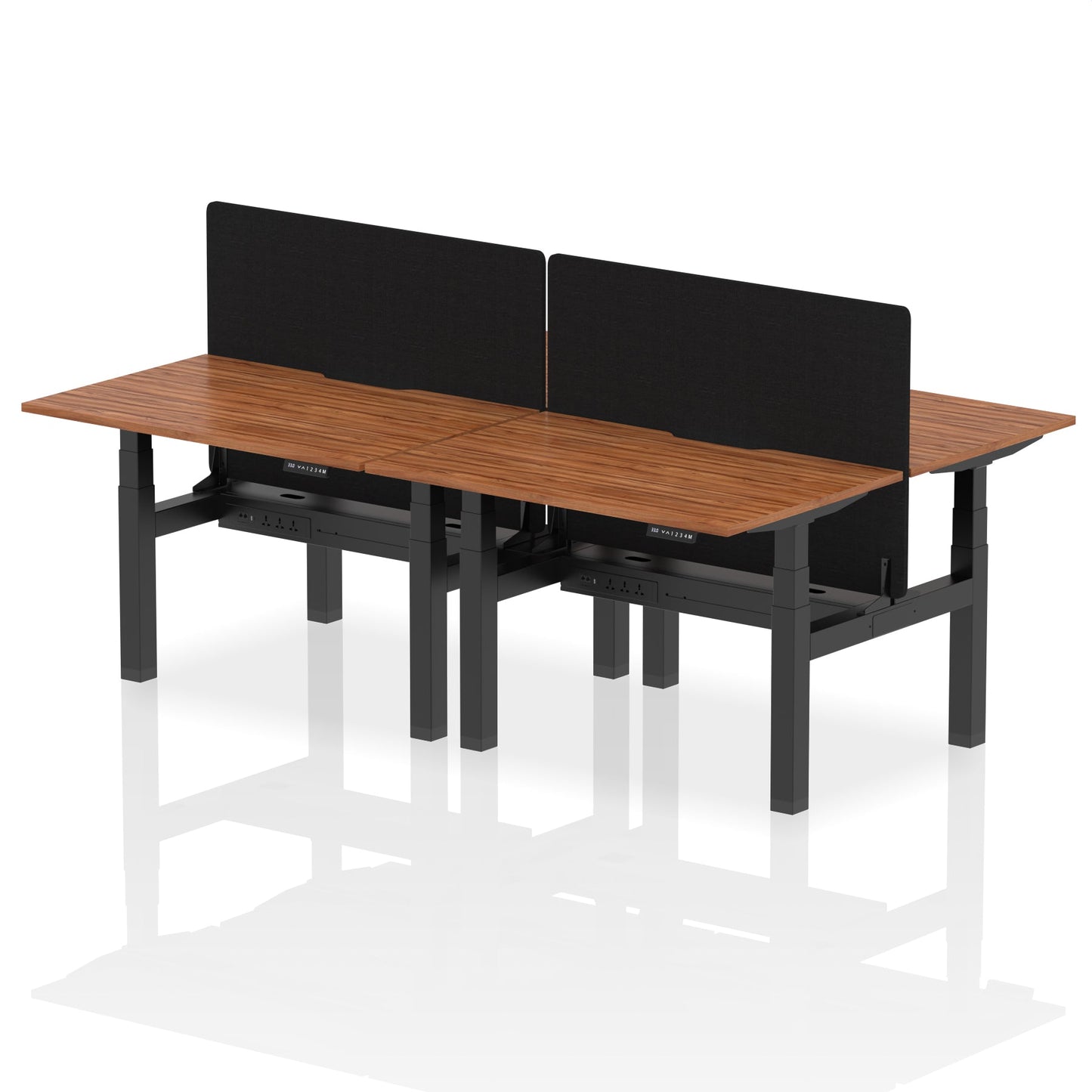 Air Back-to-Back Scalloped Edge Height Adjustable Bench Desk - 4 Person with Black Straight Screen