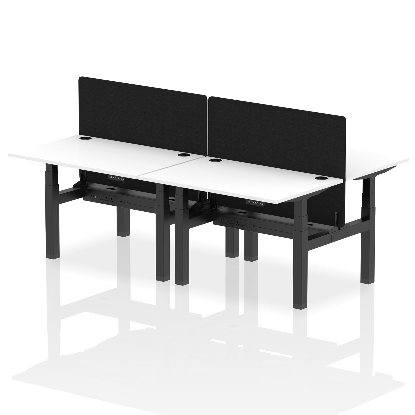 Air Back-to-Back Height Adjustable Bench Desk - 4 Person with Black Straight Screen