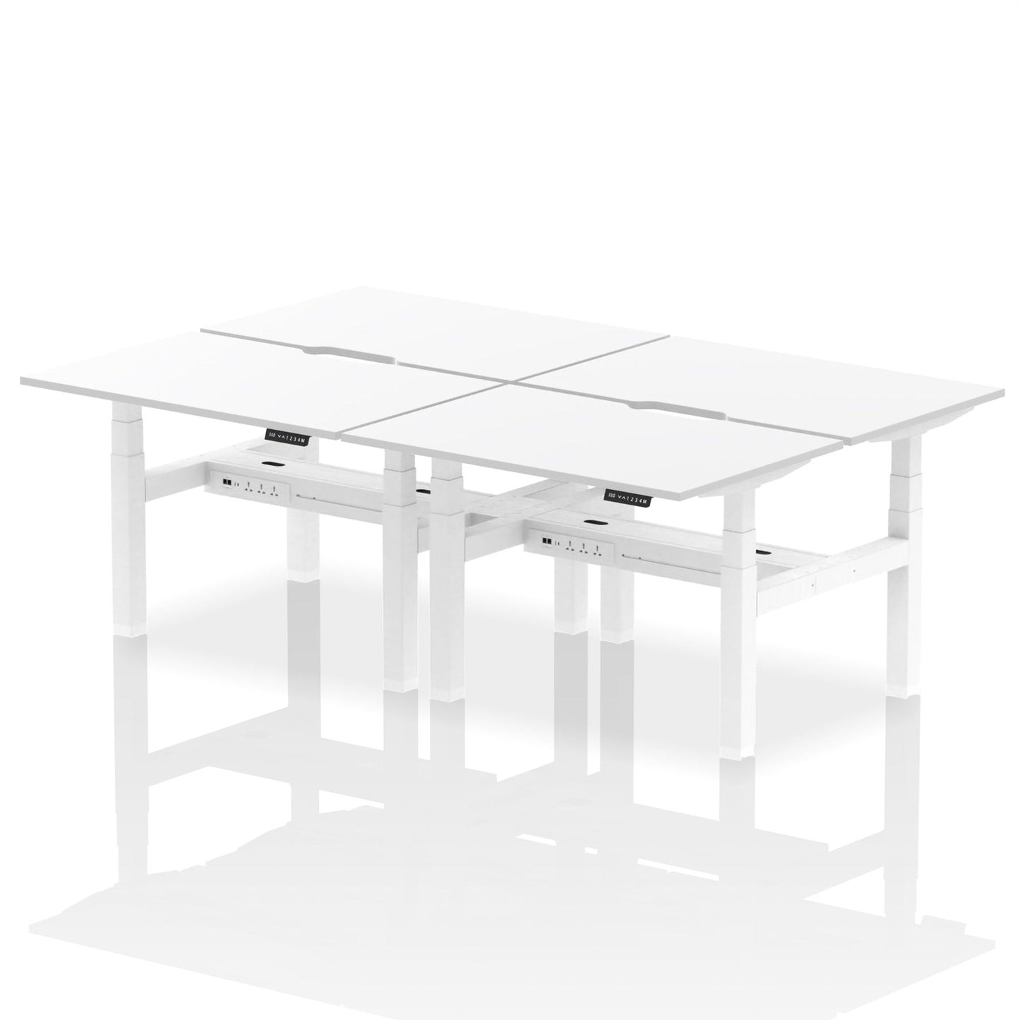 Air Back-to-Back Scalloped Edge Height Adjustable Bench Desk - 4 Person