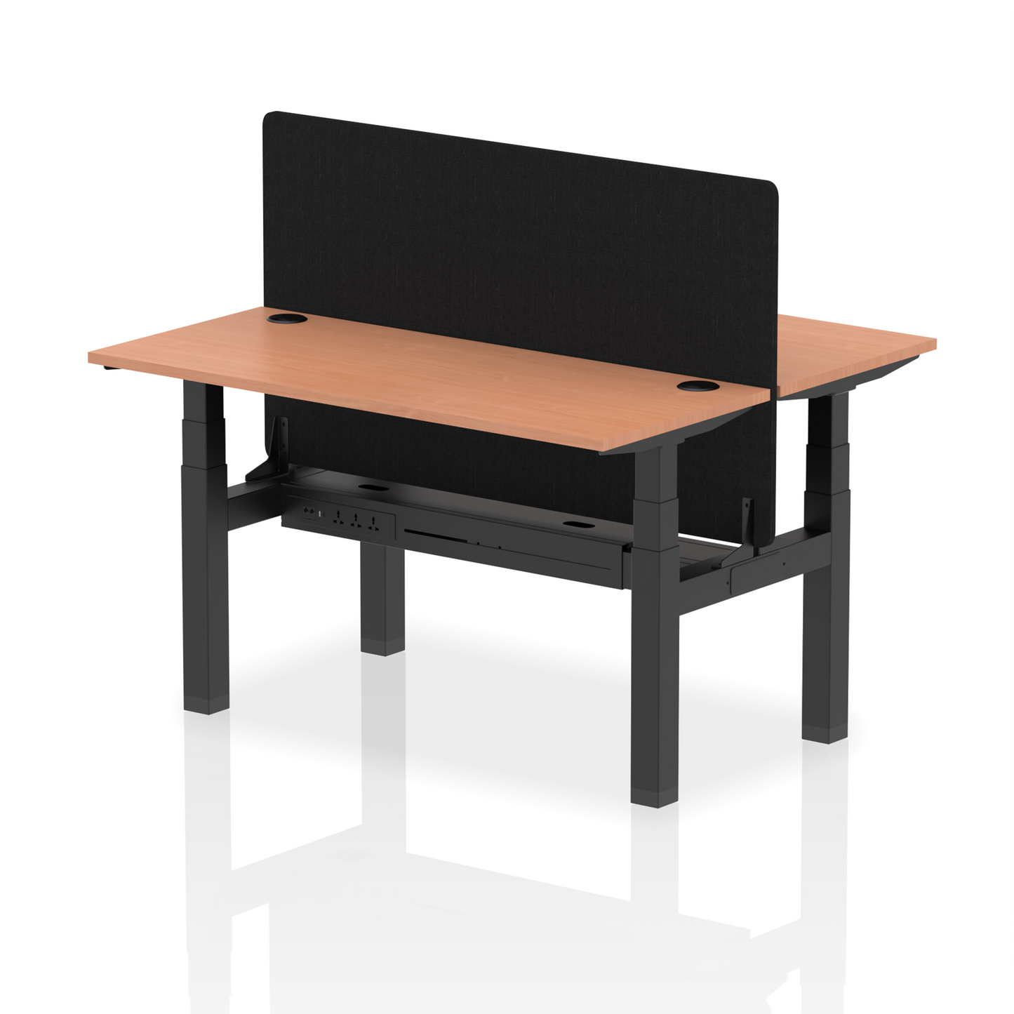 Air Back-to-Back Slimline Height Adjustable Bench Desk - 2 Person with Black Straight Screen