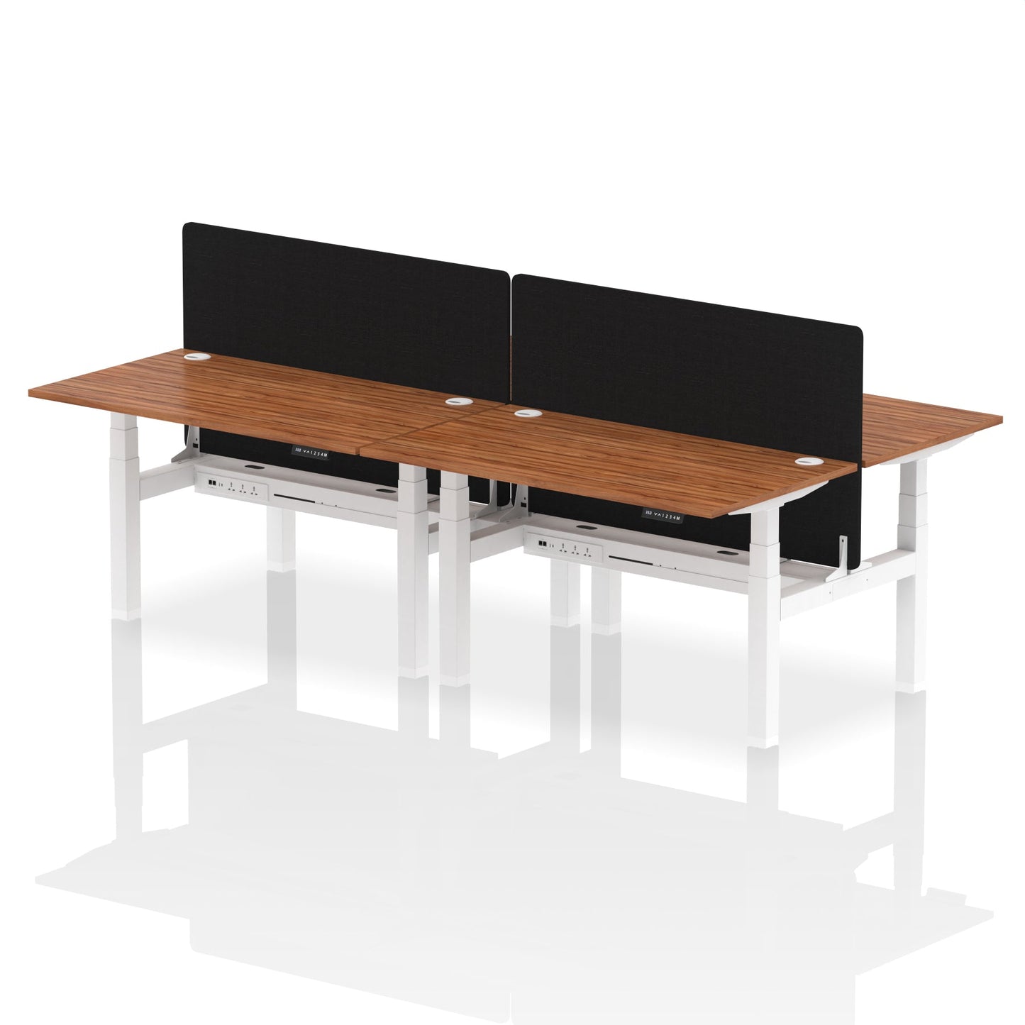 Air Back-to-Back Height Adjustable Bench Desk - 4 Person with Black Straight Screen