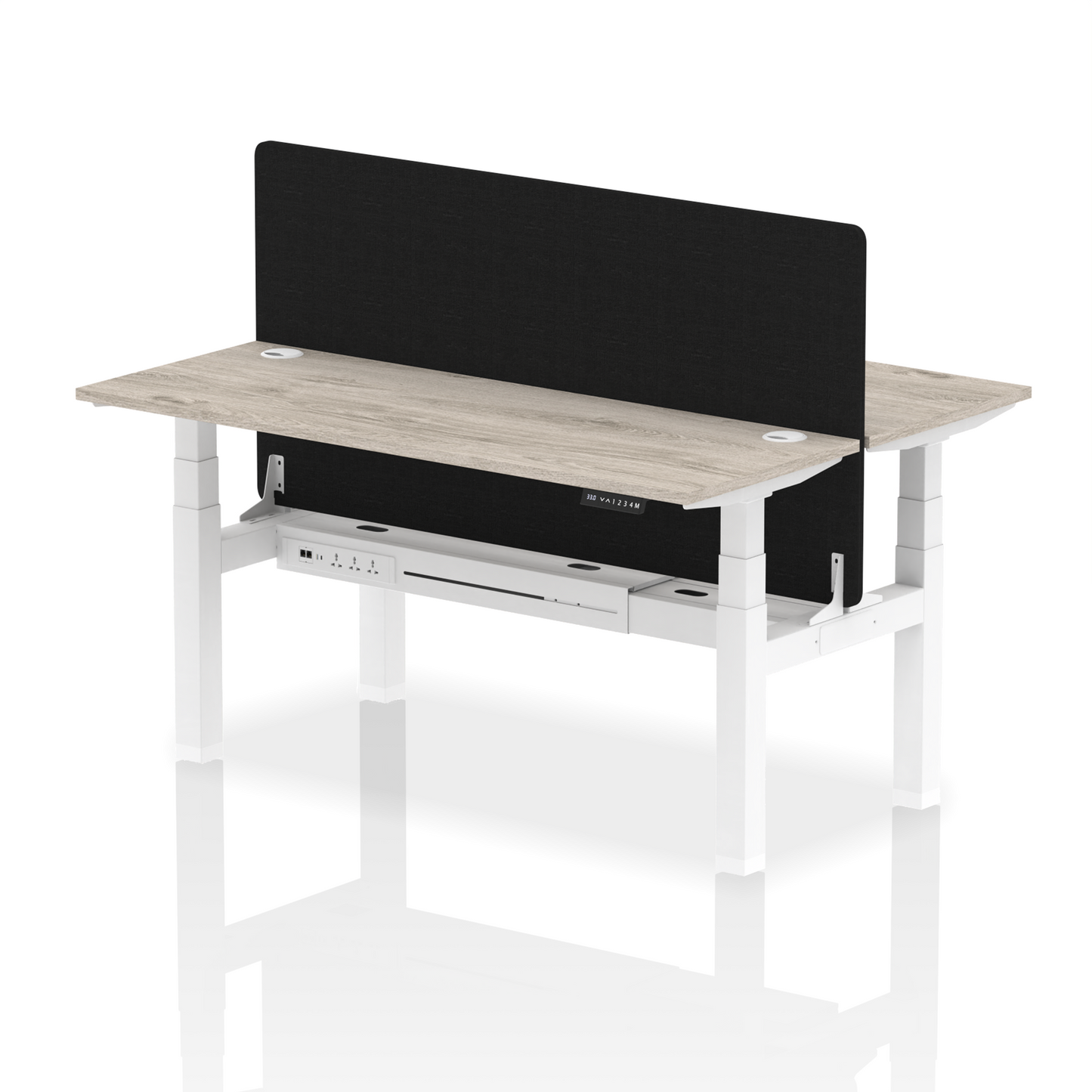 Air Back-to-Back Slimline Height Adjustable Bench Desk - 2 Person with Black Straight Screen