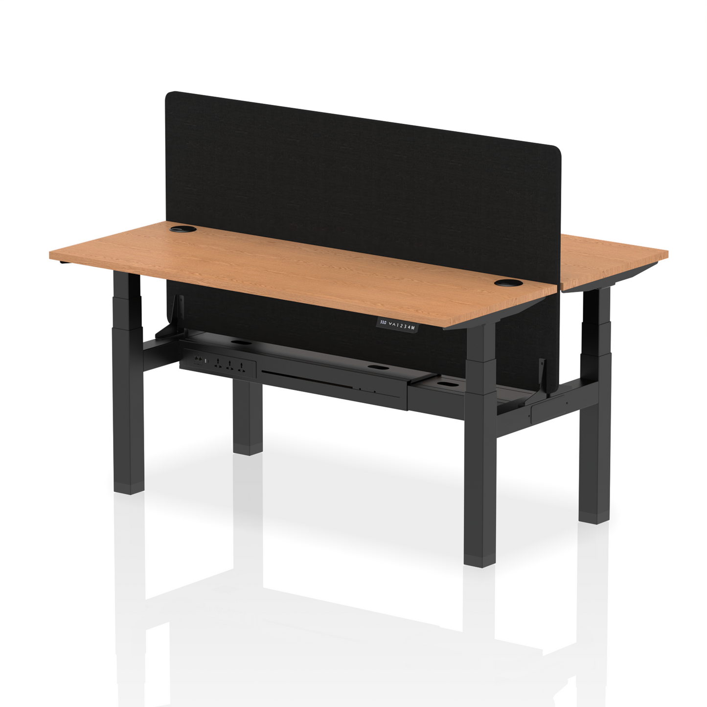 Air Back-to-Back Slimline Height Adjustable Bench Desk - 2 Person with Black Straight Screen