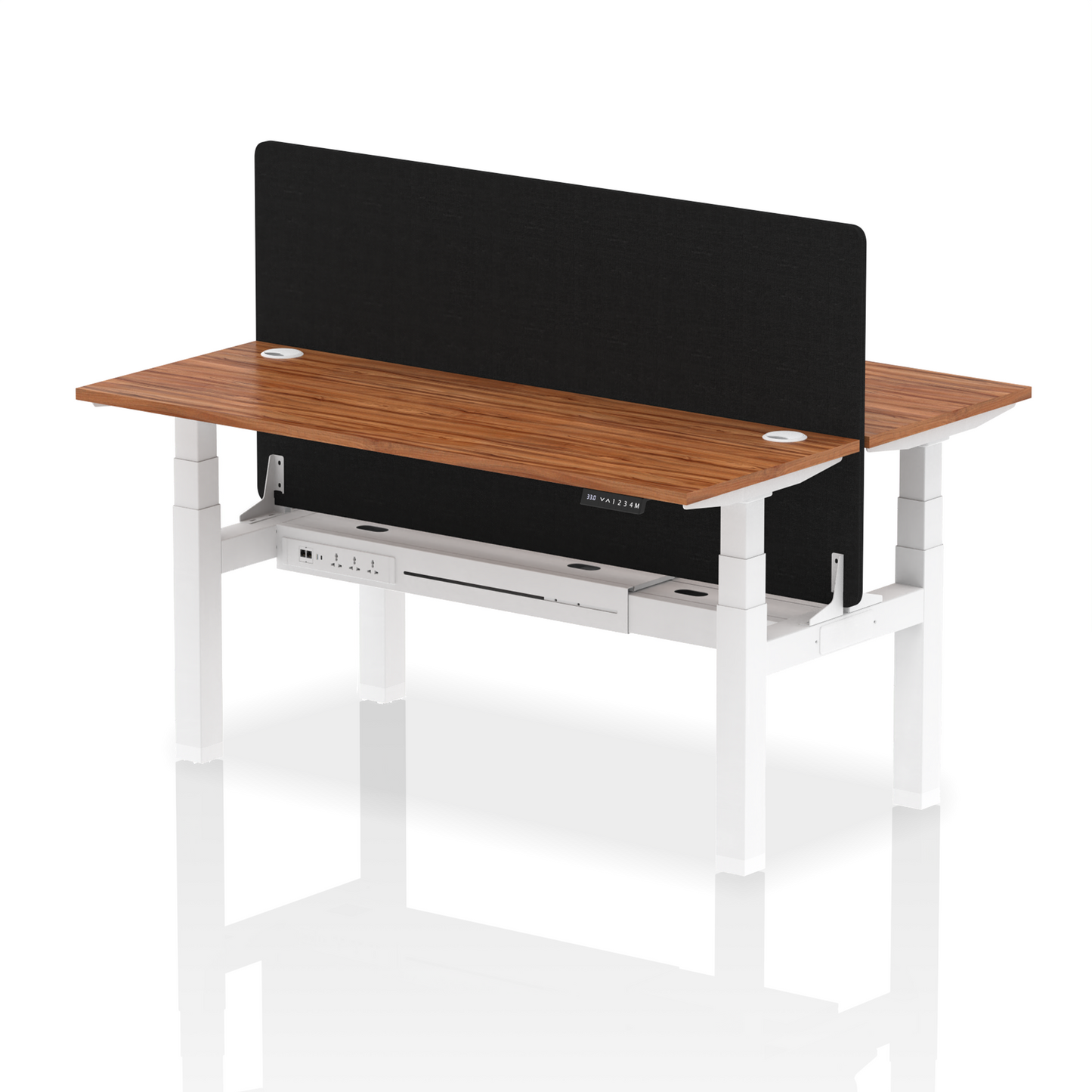 Air Back-to-Back Slimline Height Adjustable Bench Desk - 2 Person with Black Straight Screen