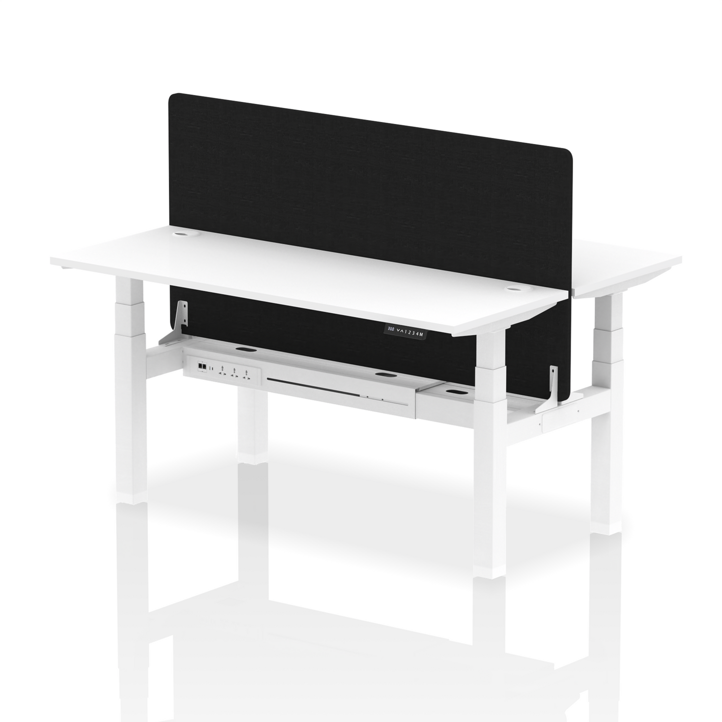 Air Back-to-Back Slimline Height Adjustable Bench Desk - 2 Person with Black Straight Screen