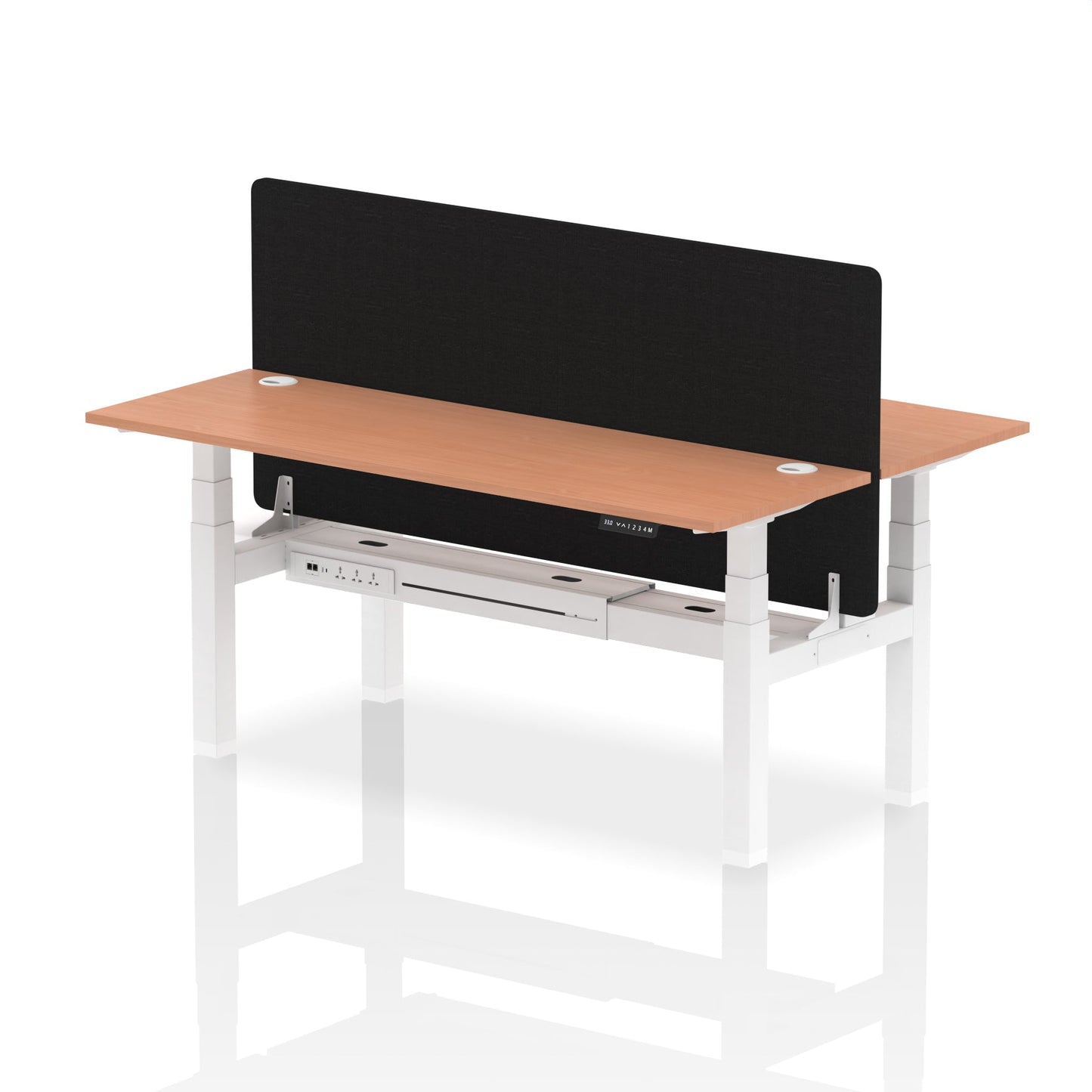 Air Back-to-Back Slimline Height Adjustable Bench Desk - 2 Person with Black Straight Screen