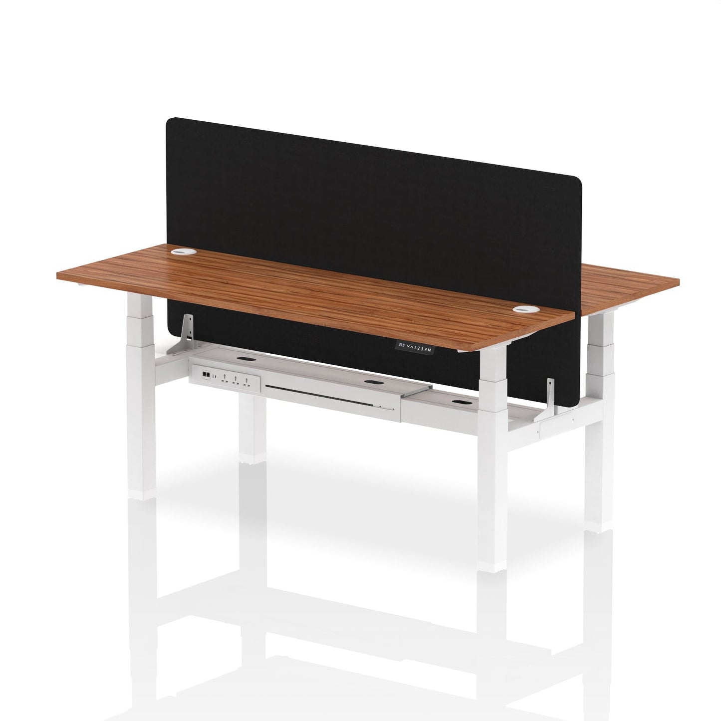 Air Back-to-Back Slimline Height Adjustable Bench Desk - 2 Person with Black Straight Screen