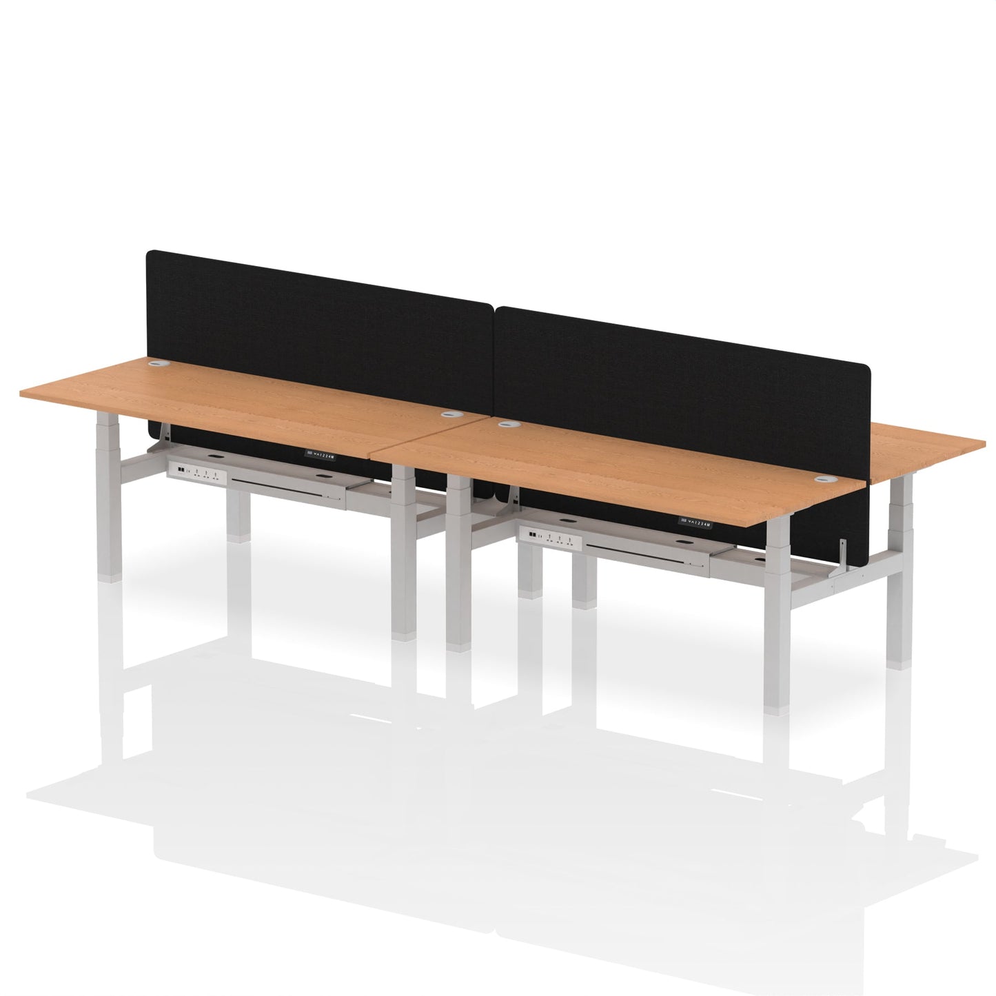 Air Back-to-Back Height Adjustable Bench Desk - 4 Person with Black Straight Screen