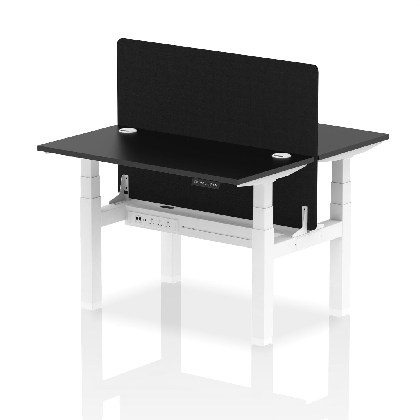 Air Back-to-Back Slimline Height Adjustable Bench Desk - 2 Person with Black Straight Screen