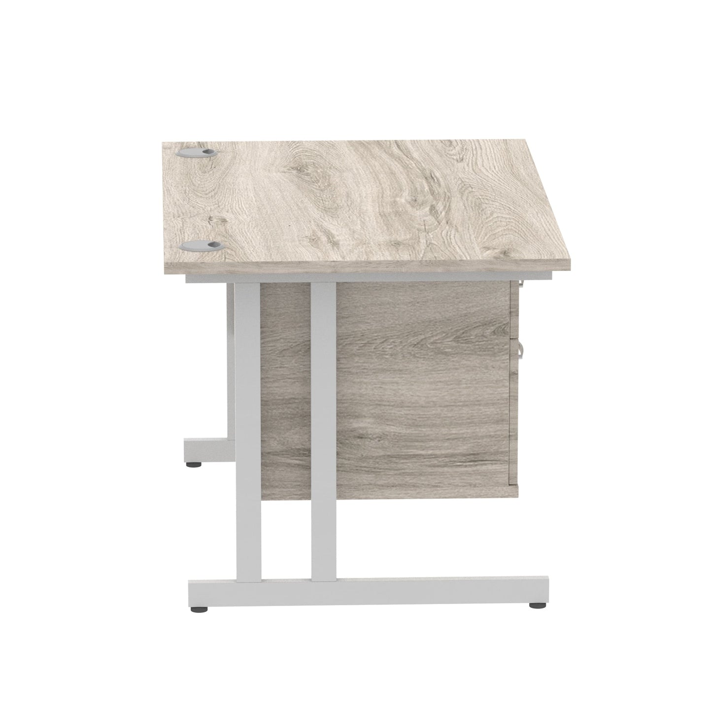 Impulse Cantilever Straight Desk Silver Frame With Fixed Pedestal