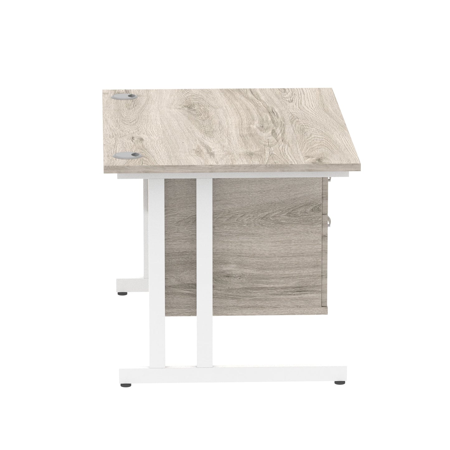 Impulse Cantilever Straight Desk White Frame With Fixed Pedestal