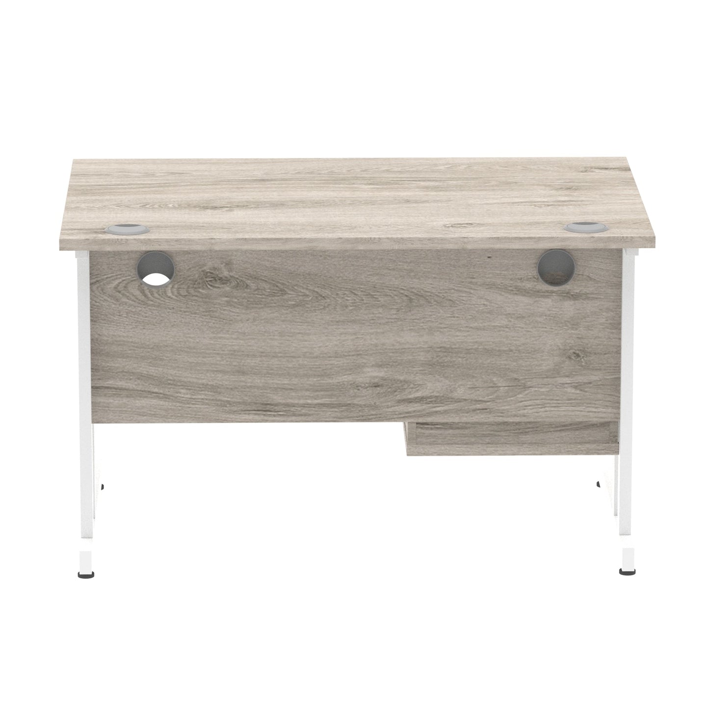 Impulse Cantilever Straight Desk White Frame With Fixed Pedestal