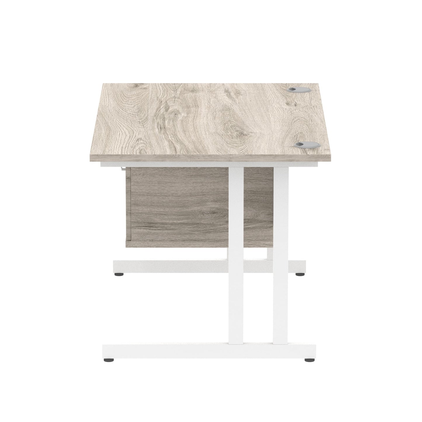 Impulse Cantilever Straight Desk White Frame With Fixed Pedestal