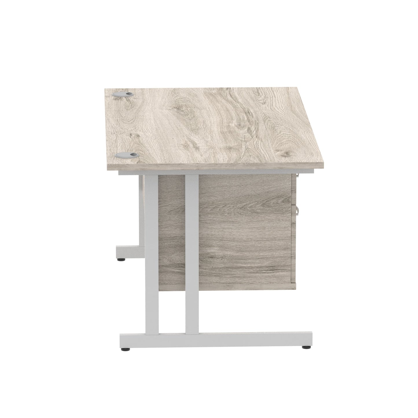 Impulse Cantilever Straight Desk Silver Frame With Fixed Pedestal