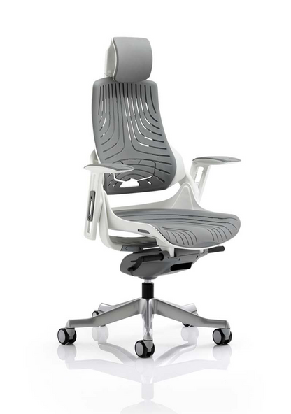 Zure High Back White Shell Executive Office Chair with Arms