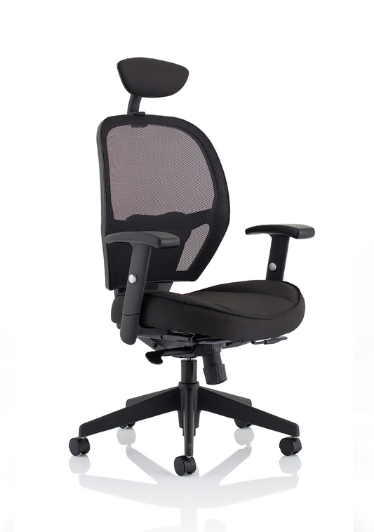 Denver High Mesh Back Black Task Operator Office Chair with Arms