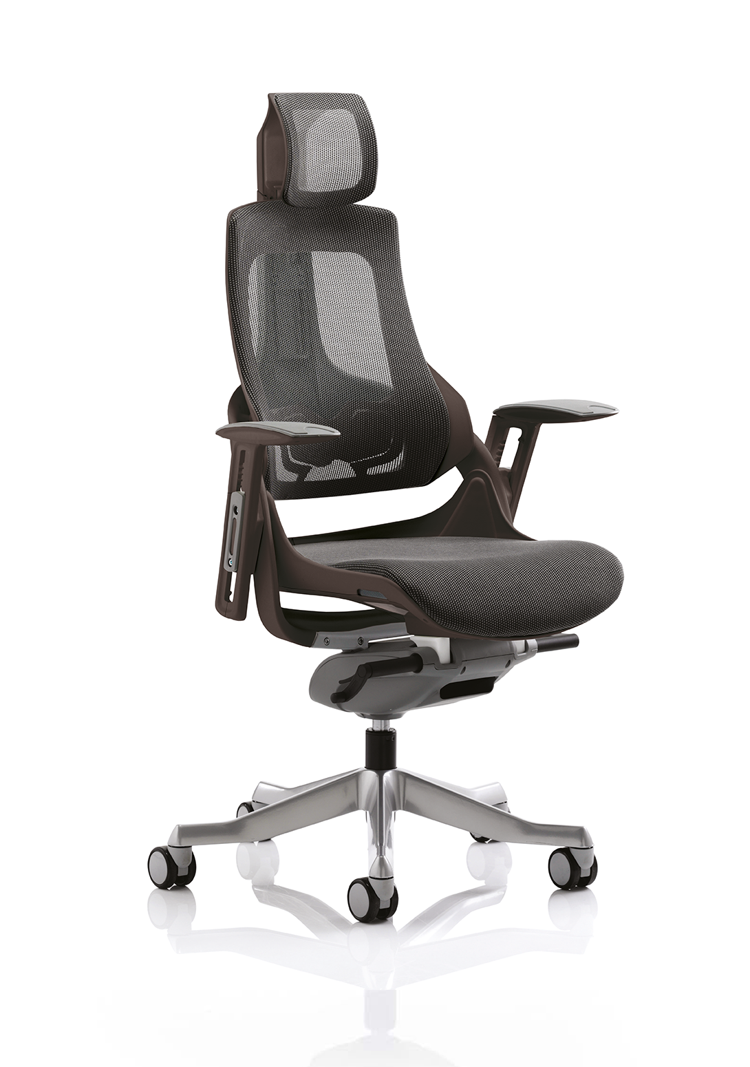 Zure High Back Black Shell Executive Office Chair with Arms – Chequered Fox