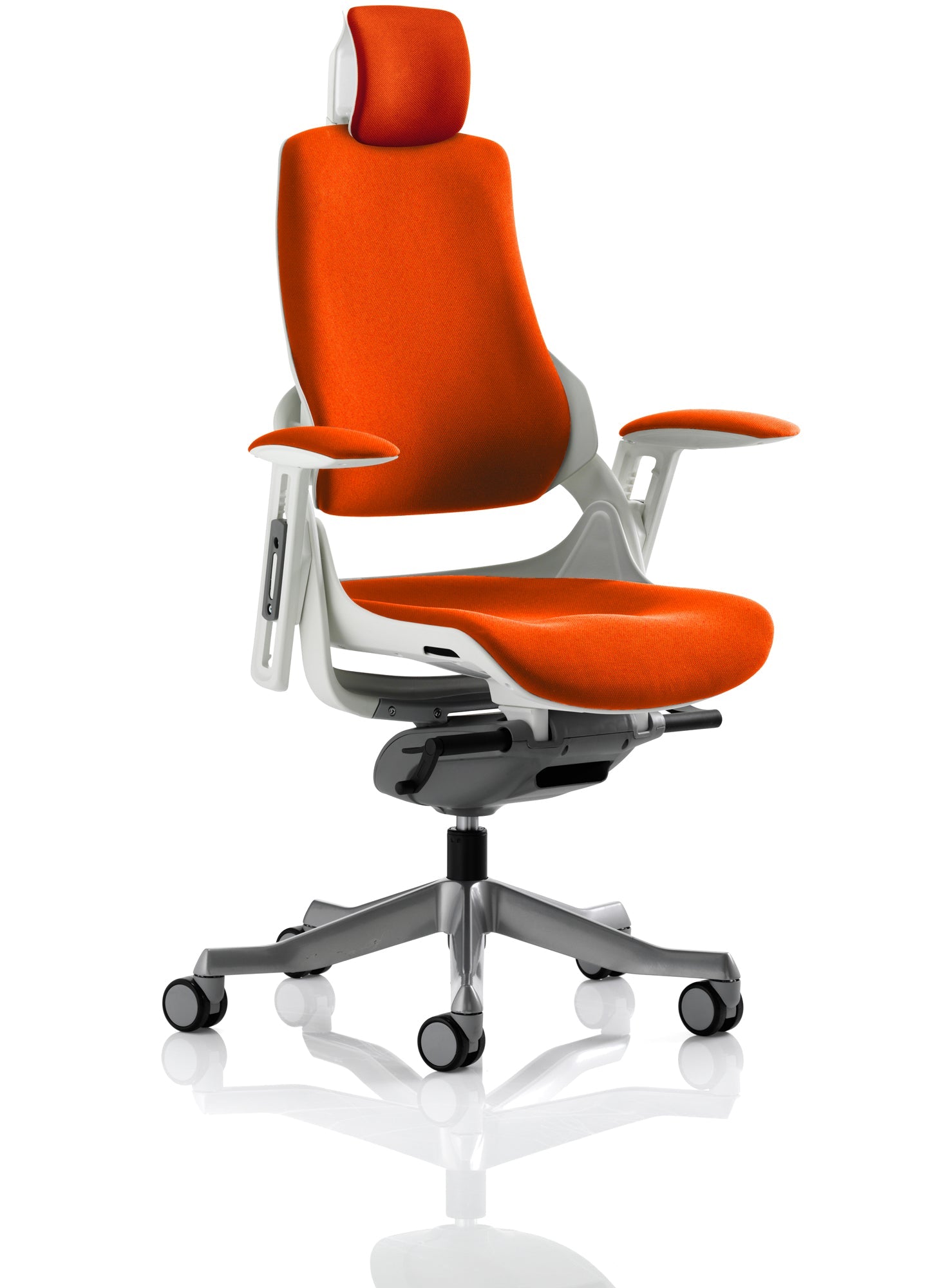 Zure High Back White Shell Executive Office Chair with Arms