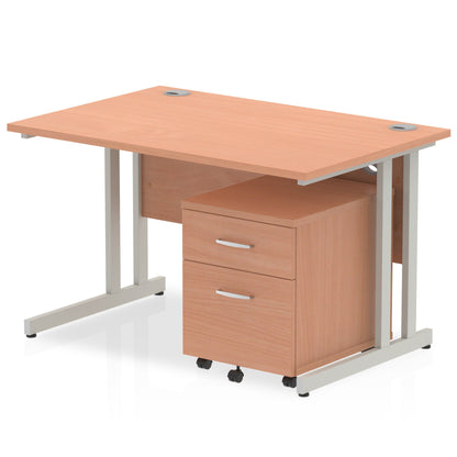 Impulse 1200mm Cantilever Straight Desk With Mobile Pedestal