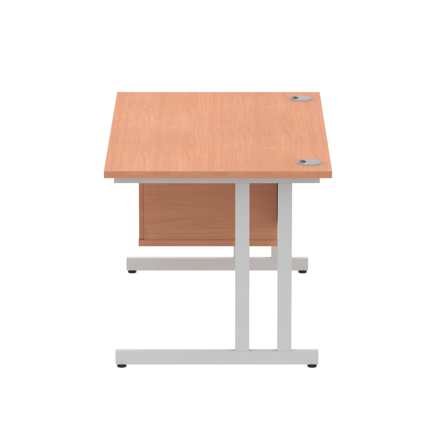 Impulse Cantilever Straight Desk Silver Frame With Fixed Pedestal