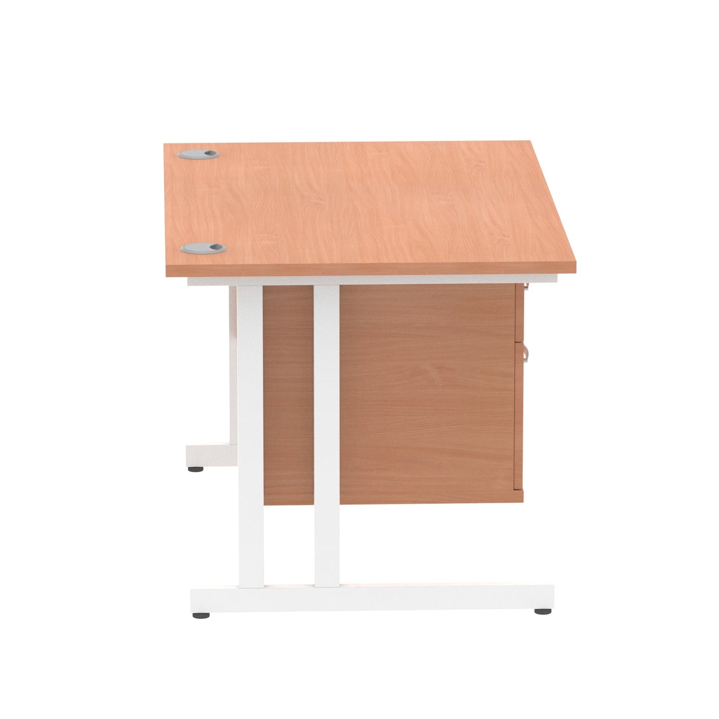 Impulse Cantilever Straight Desk White Frame With Fixed Pedestal