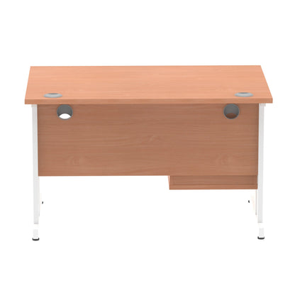 Impulse Cantilever Straight Desk White Frame With Fixed Pedestal