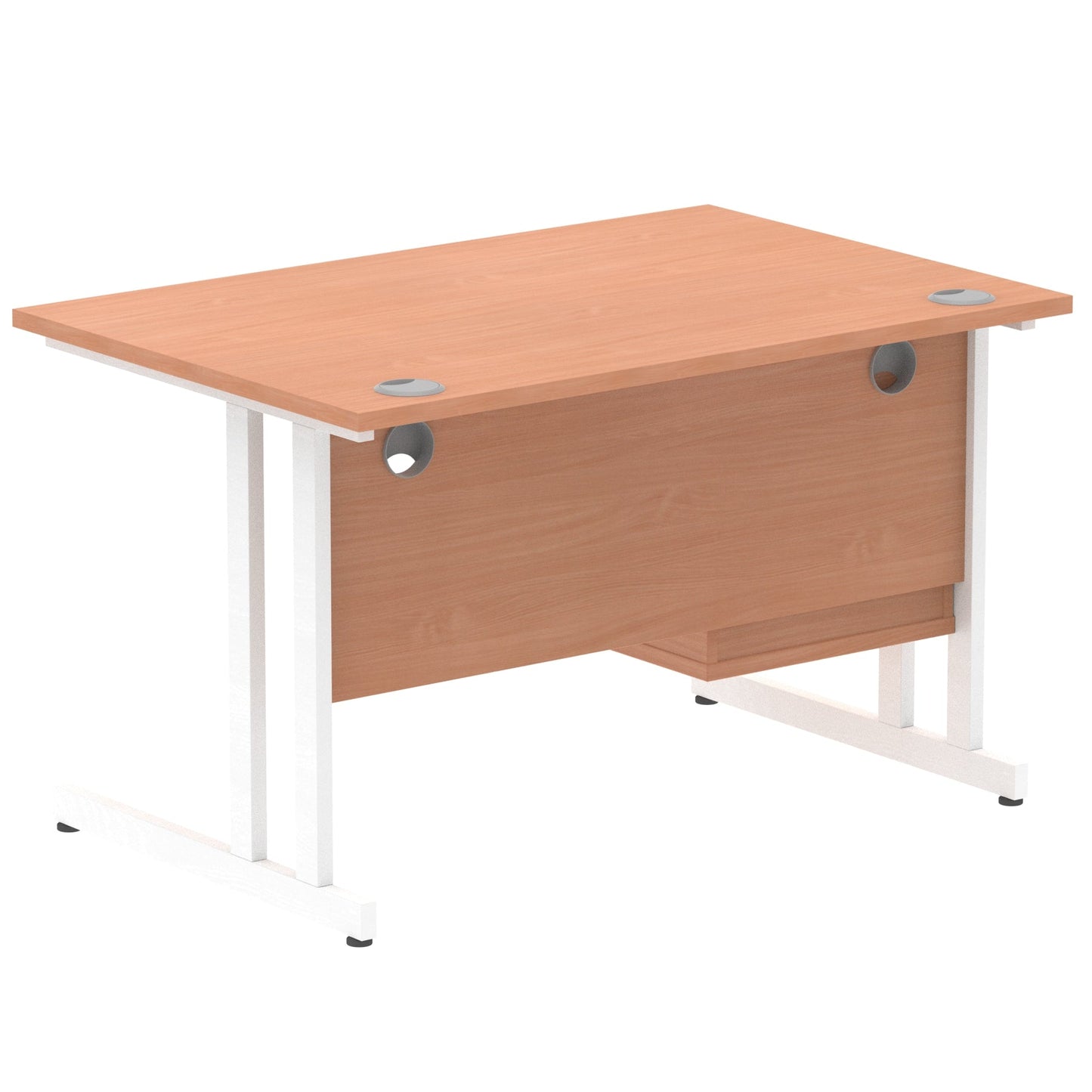 Impulse Cantilever Straight Desk White Frame With Fixed Pedestal