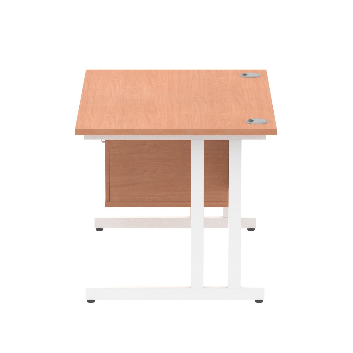 Impulse Cantilever Straight Desk White Frame With Fixed Pedestal