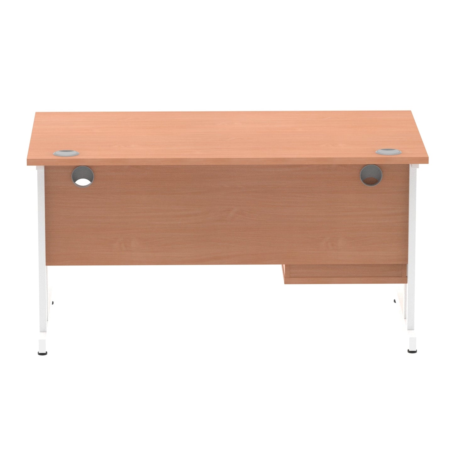 Impulse Cantilever Straight Desk White Frame With Fixed Pedestal