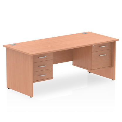 Impulse Panel End Straight Desk With Two Fixed Pedestal