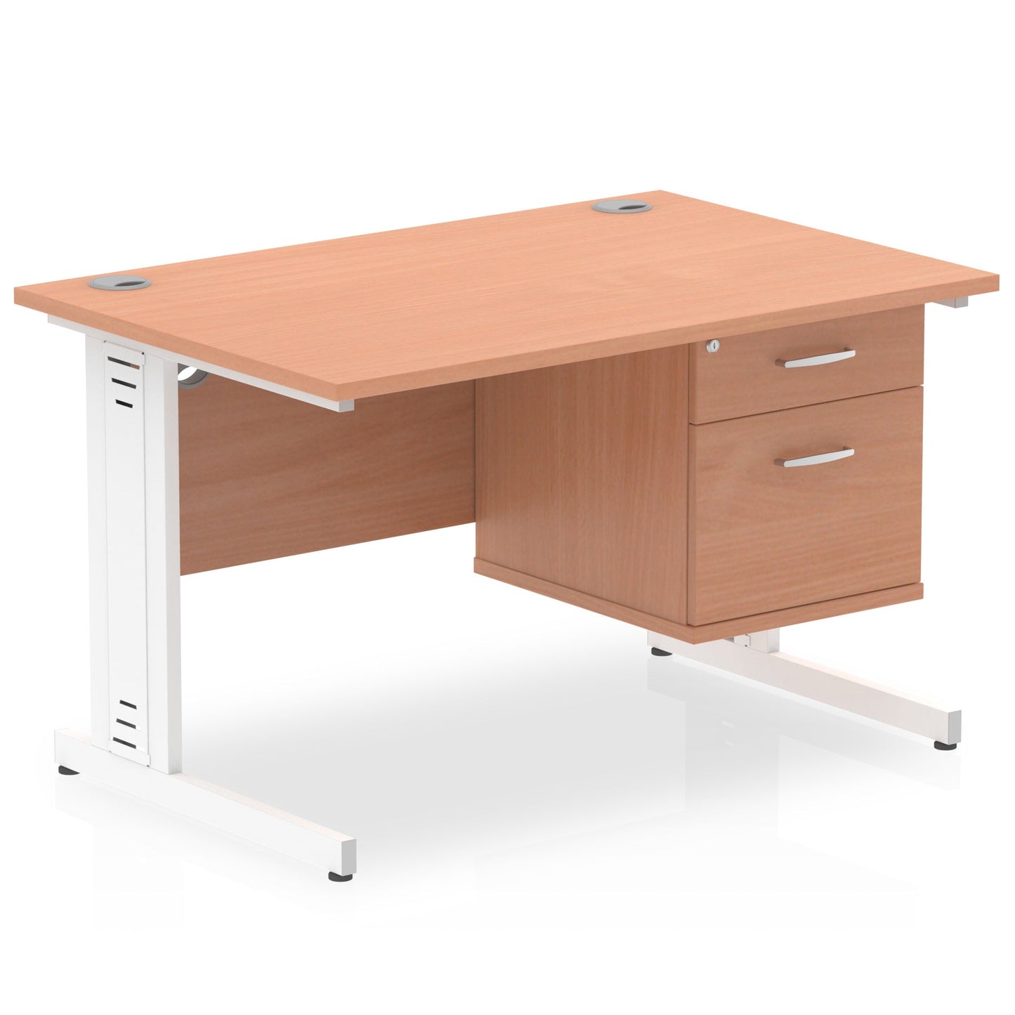 Impulse 1200mm Cable Managed Straight Desk With Fixed Pedestal