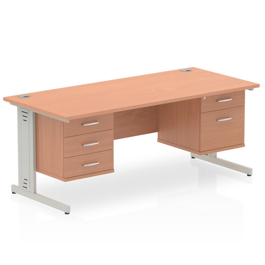 Impulse 1800mm Cable Managed Straight Desk With Fixed Pedestal