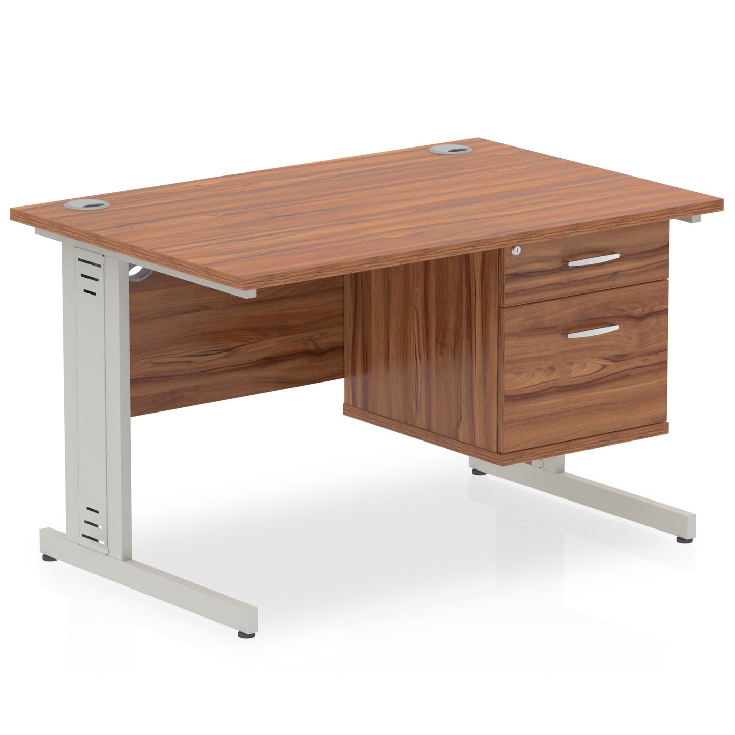 Impulse 1200mm Cable Managed Straight Desk With Fixed Pedestal