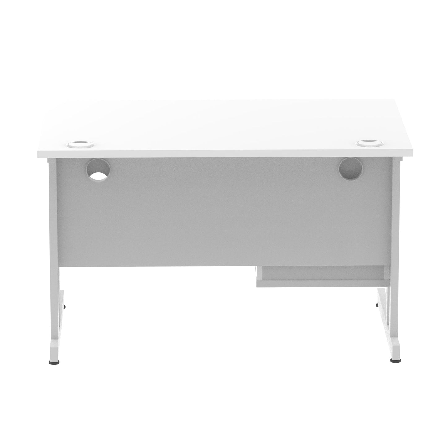 Impulse Cantilever Straight Desk Silver Frame With Fixed Pedestal