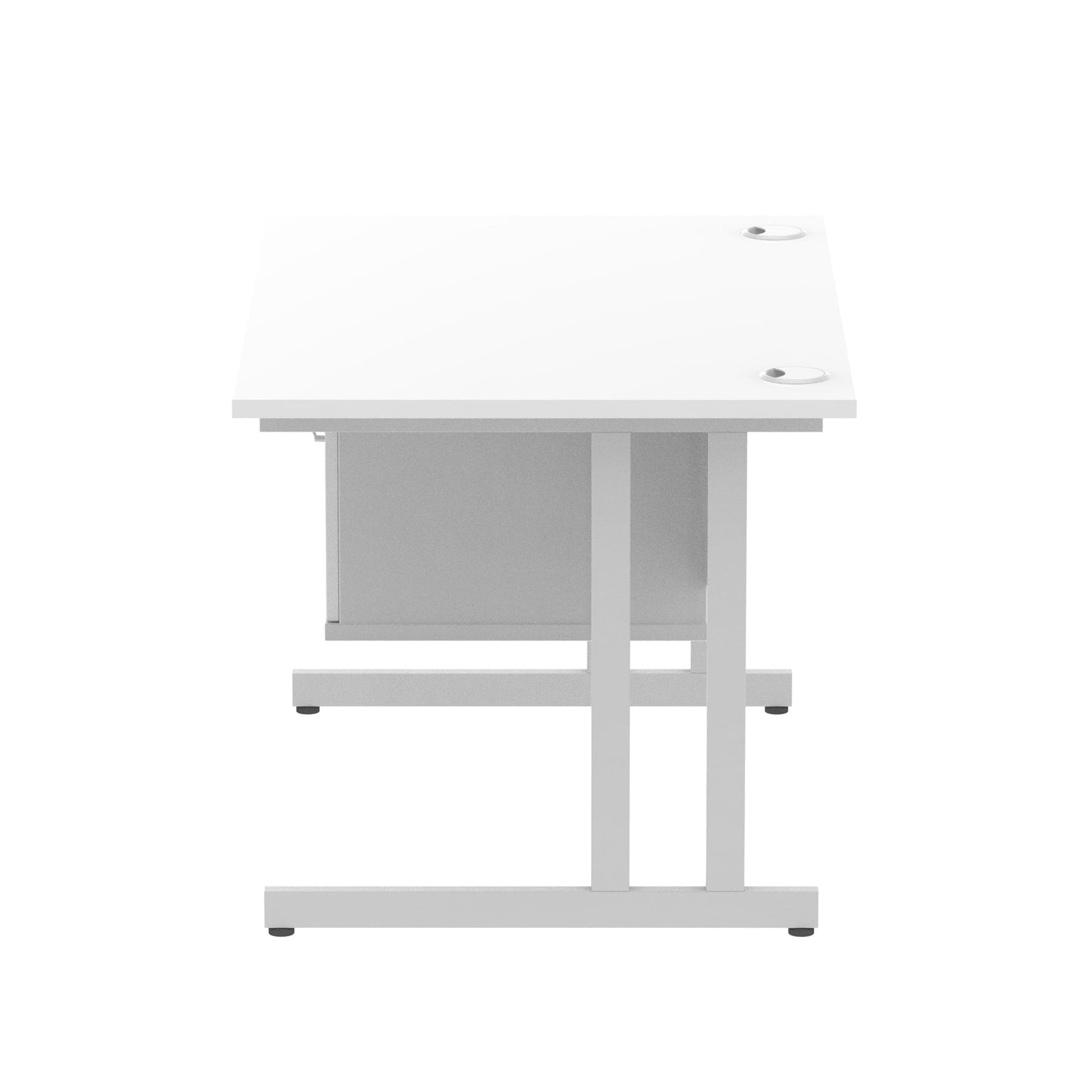 Impulse Cantilever Straight Desk Silver Frame With Fixed Pedestal