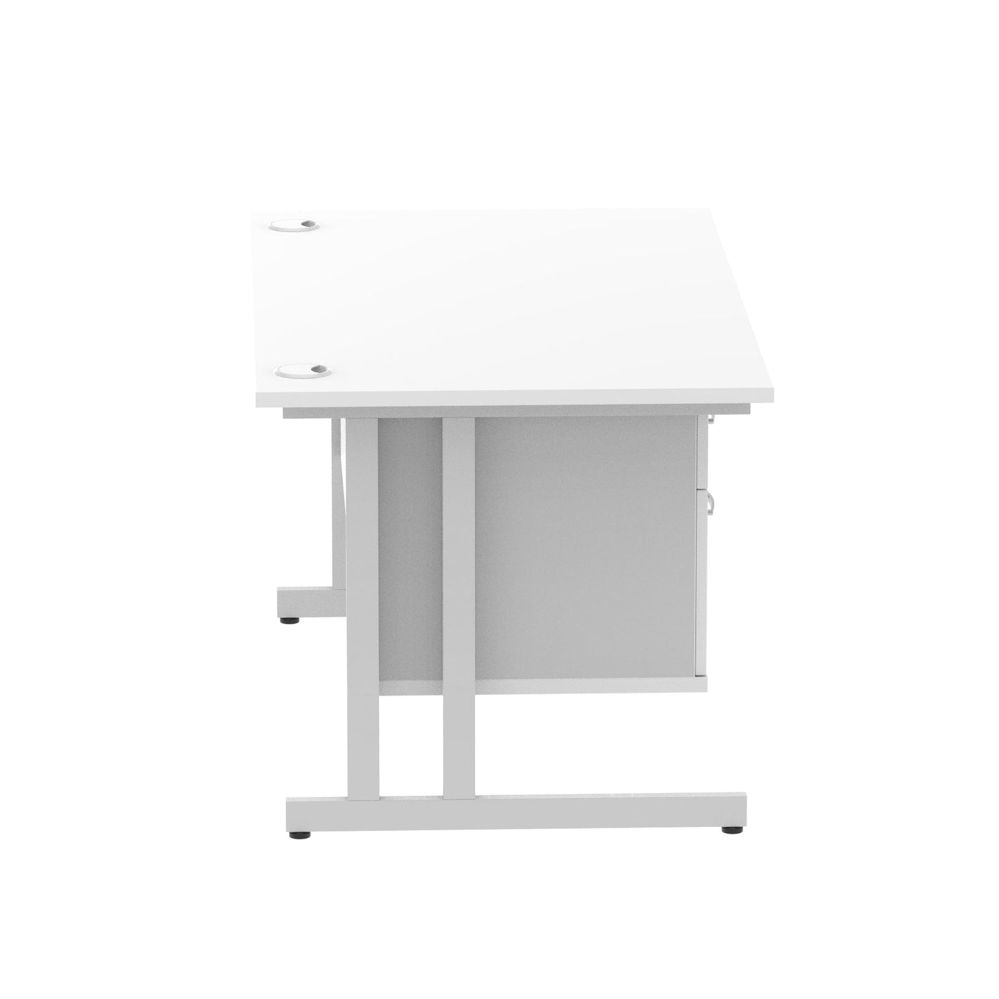 Impulse Cantilever Straight Desk Silver Frame With Fixed Pedestal