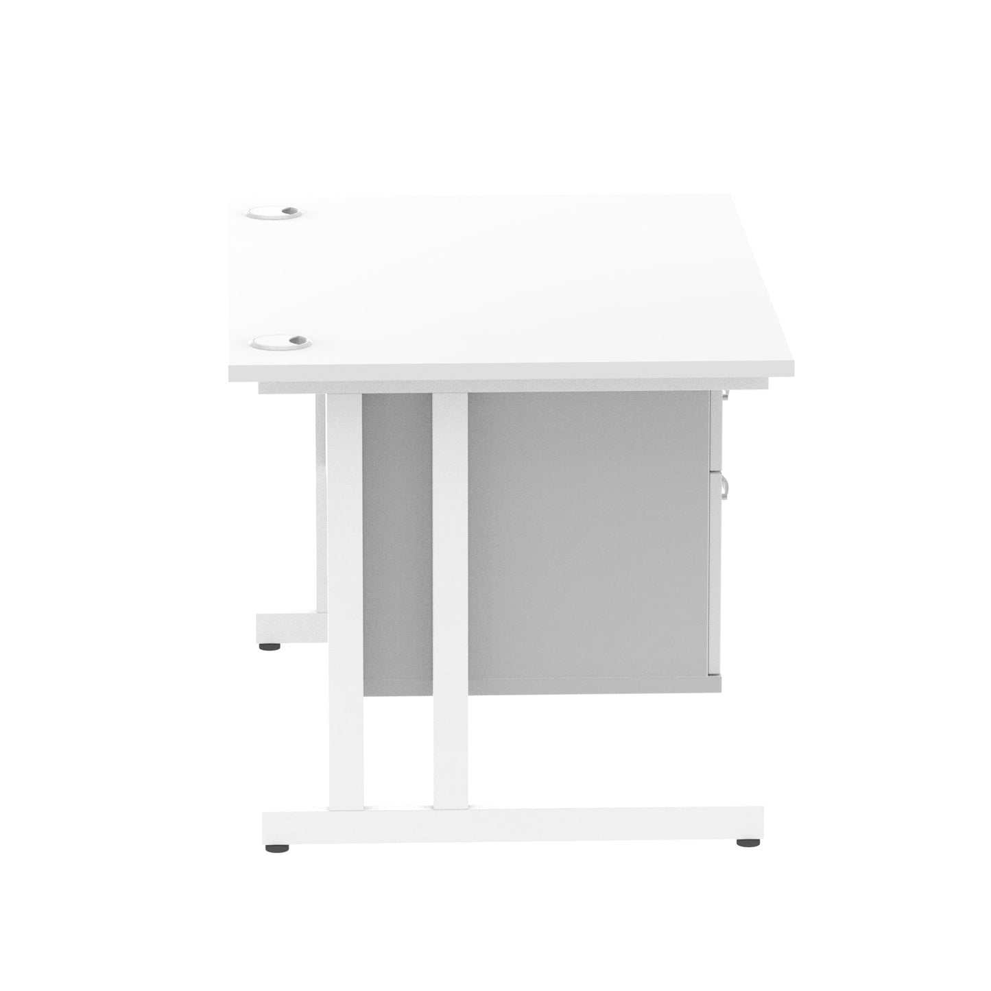 Impulse Cantilever Straight Desk White Frame With Fixed Pedestal