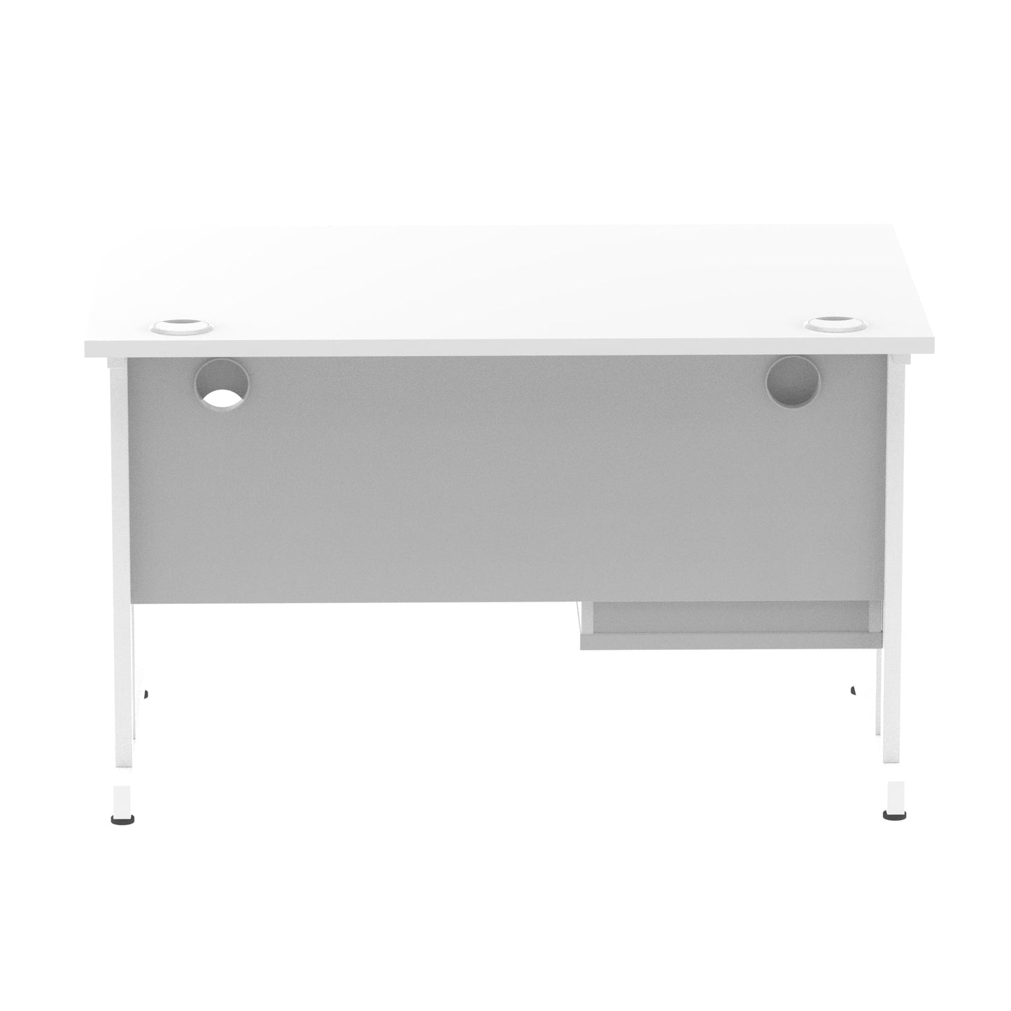 Impulse Cantilever Straight Desk White Frame With Fixed Pedestal