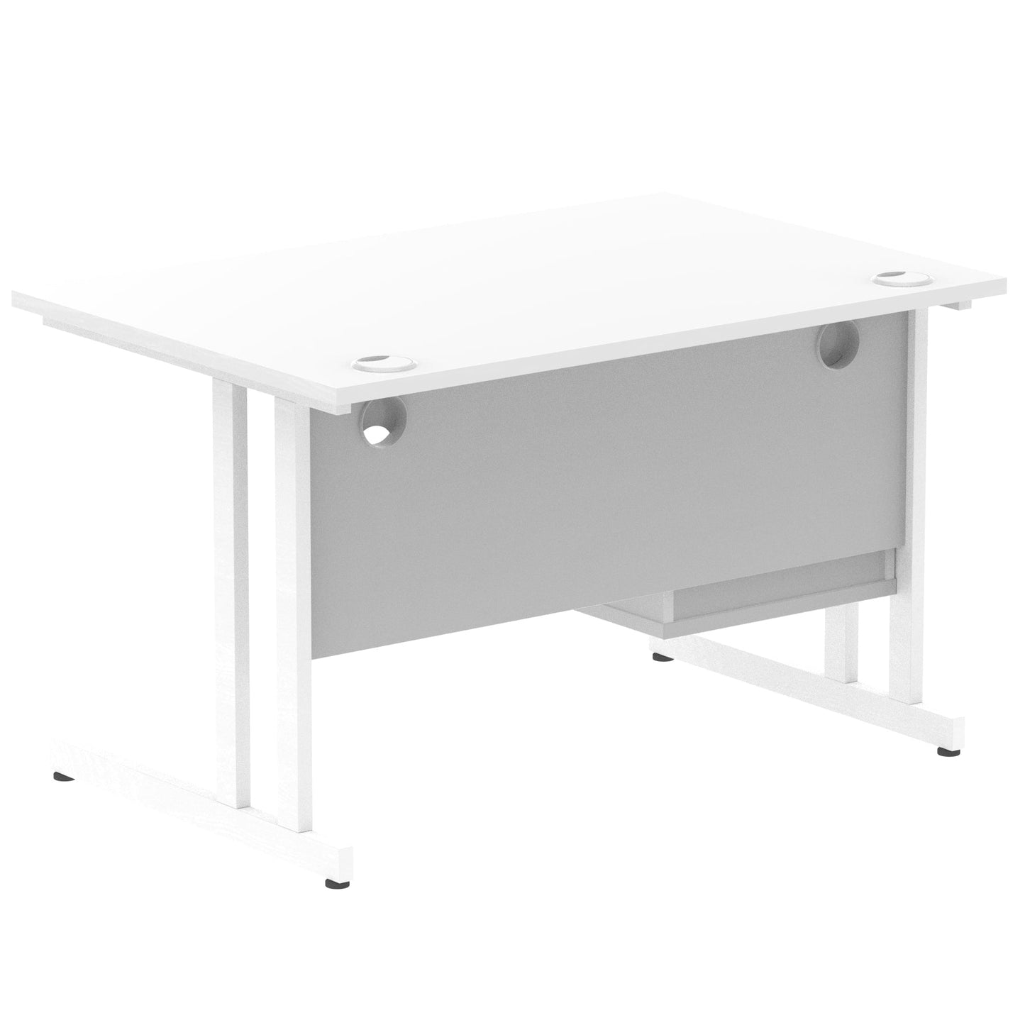 Impulse Cantilever Straight Desk White Frame With Fixed Pedestal