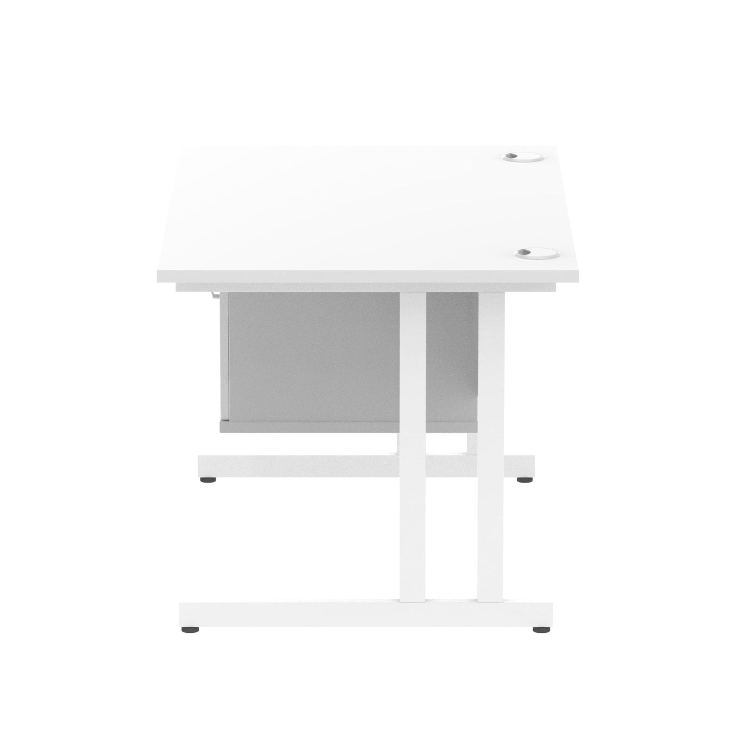 Impulse Cantilever Straight Desk White Frame With Fixed Pedestal