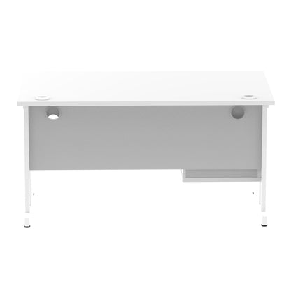 Impulse Cantilever Straight Desk White Frame With Fixed Pedestal