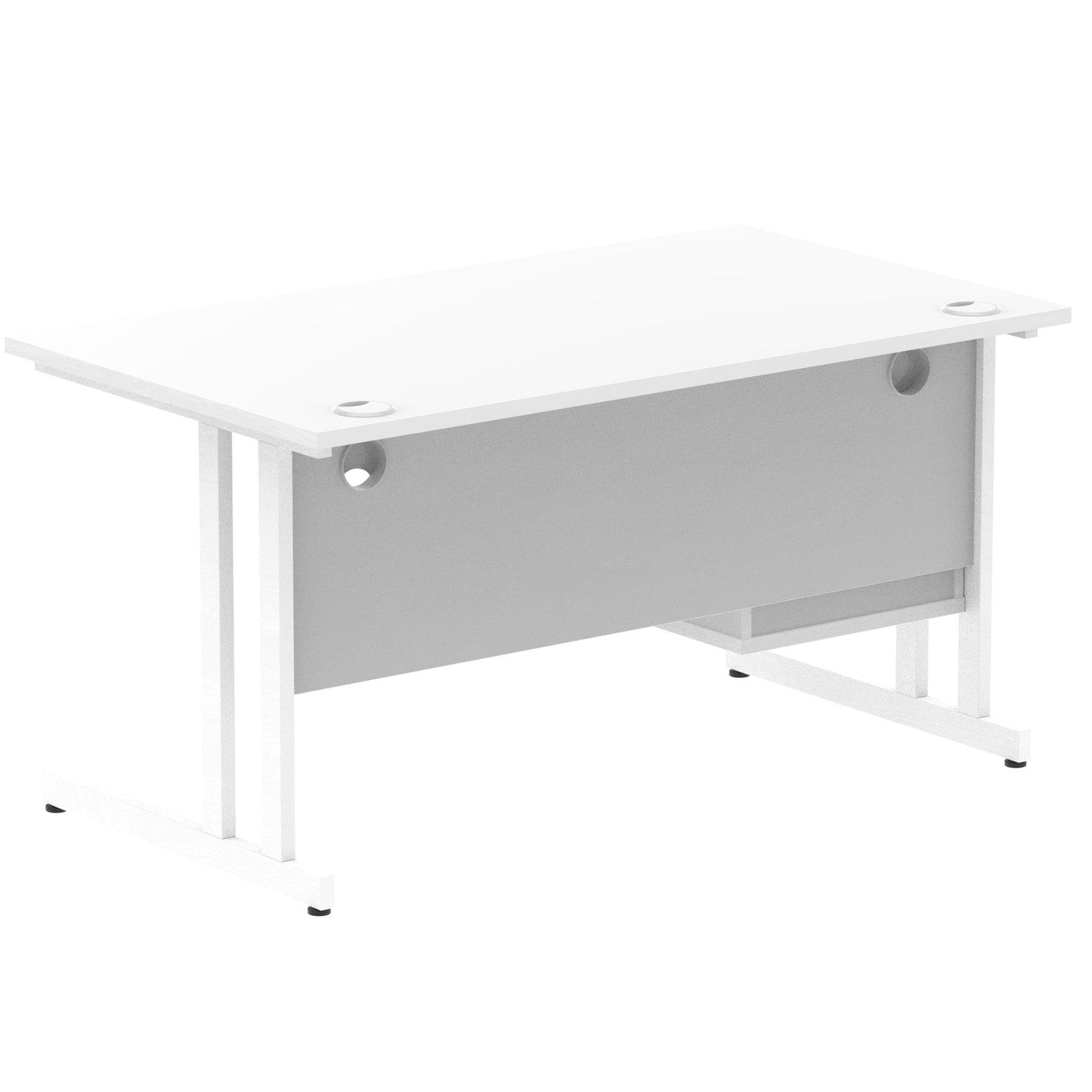 Impulse Cantilever Straight Desk White Frame With Fixed Pedestal